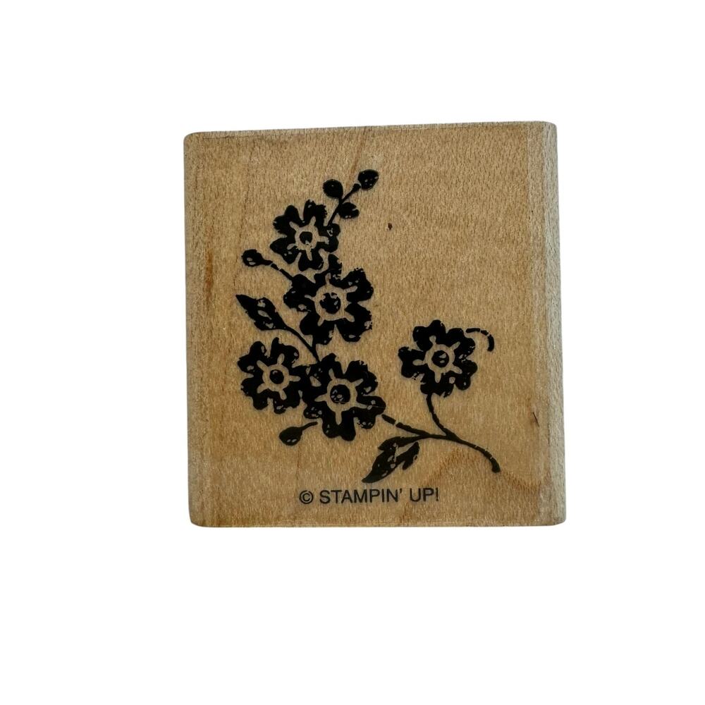 STAMPIN UP *NEW* Small Simple Flowers Design Wood Rubber Stamp